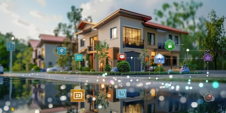 Connecting in the Digital World. Real estate social media concept