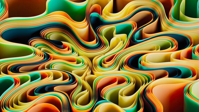 Rings of multi colored 3D papers