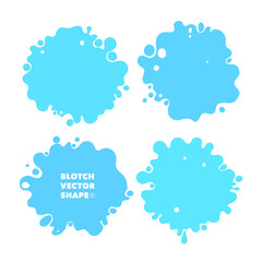 Liquid shapes, frames with uneven wavy edge set, composition. Water, fluid, paint, puddle, stain, rounded blot with splashes, drops, blobs, droplets. Design elements, backgrounds.