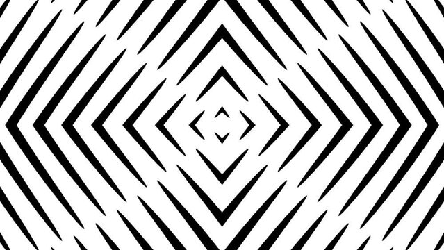 Hypnotic endless black and white arrow shaped abstract background, Seamless looping. 4k video