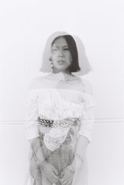 Double exposure female portrait