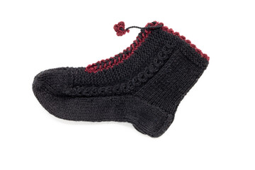 Hand-Knitted Black Woolen Sock
