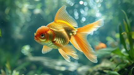 Aquatic Elegance: Oranda Goldfish Close-Up