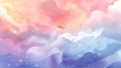 Beautiful and dreamy colorful watercolor background with starry stars