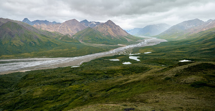 Alaska valley and river  - Powered by Adobe