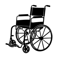 Fototapeta premium Silhouette illustration of a wheelchair, highlighting accessibility and mobility, suitable for healthcare or disability themes.