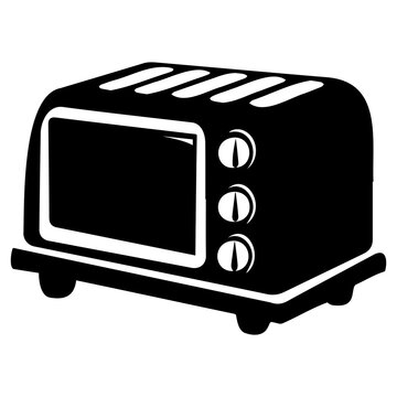 recommend clip art: Illustration of a black silhouette toaster, ideal for kitchen and appliance-related design projects and advertisements.
