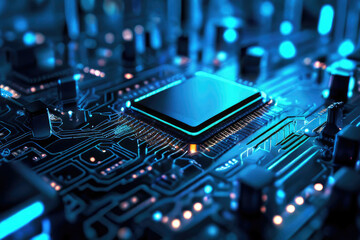 Fototapeta premium Circuit board-inspired background, intricate pathways
