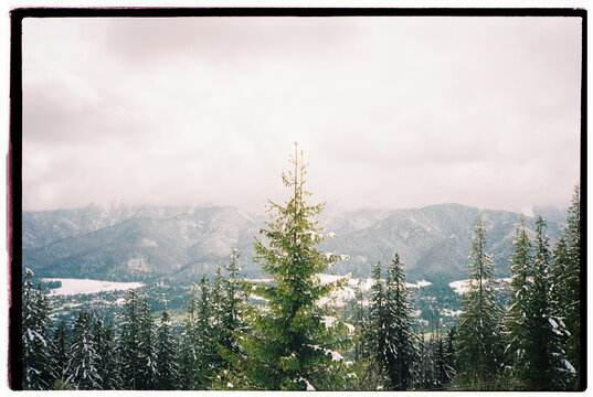 View of the Tatra mountains from Zakopane in Poland