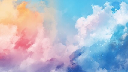 Beautiful and dreamy colorful watercolor background with starry stars