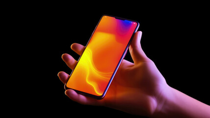 phone in hand with black background