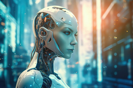portrait of an android woman