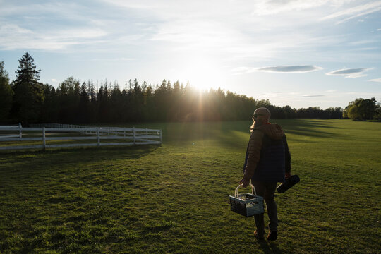 picnic in ekeber park in oslo at sunset