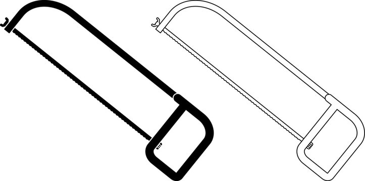 outline silhouette hacksaw icon set