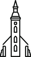 Line art icon of an old european city hall building with a spire and two towers