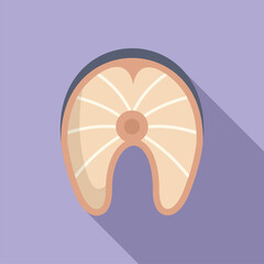 Salmon steak icon representing fresh seafood, often used in japanese cuisine, providing a healthy source of protein and omega 3 fatty acids