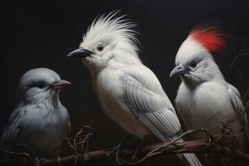 Fototapeta premium Conceptual Realism Birds in Dark White and Light Red.jpeg