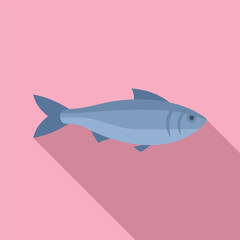 Simple and elegant illustration of a herring fish swimming with long shadow