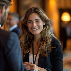 Fototapeta premium Confident Professional Woman Networking at Corporate Event