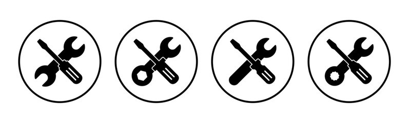 Repair tools icon set. tool icon vector. setting icon vector. Wrench and screwdriver. support, Service