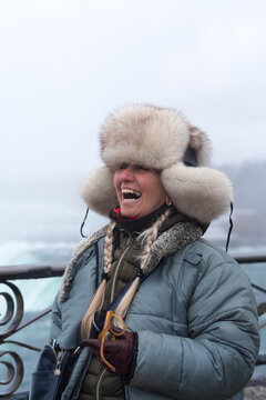 Happy laughing candid portrait of Senior woman
