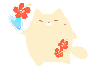 ハイビスカスねこ