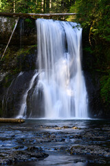 Fototapeta premium Curtain of silky water falling over Upper North Falls at Silver Falls
