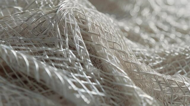 synthetic winterizer close-up slow motion background. production of non-woven materials. Syntepon manufacturing. High quality 4k footage