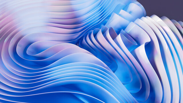 3D abstract shapes in holographic pastel colors