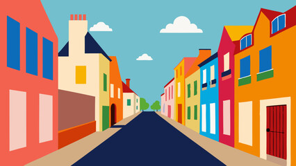 colorful street in the city Vector Illustration 