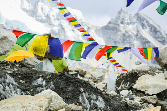 Colorful Prayer Flags at Everest Base Camp