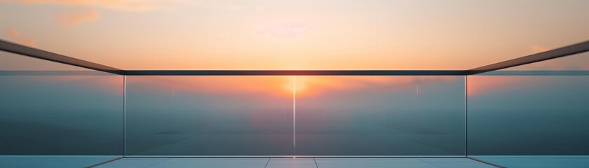Fototapeta premium Closeup of a modern glass and metal balcony railing, railing, contemporary design