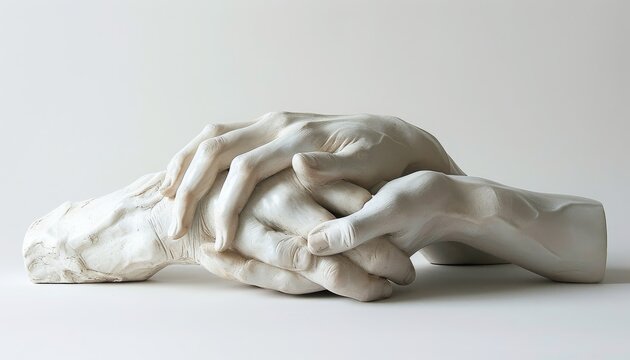 Sculpture of hands clasped in a gesture of unity and support, highlighting the artful representation of human connection. Perfect for conveying solidarity and warmth. 🤝✨