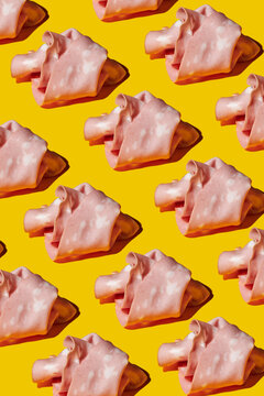 slices of mortadella forming a pattern