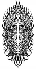 Fototapeta premium TRIBAL TATOO トライバル タトゥ 刺青 和柄 頭蓋骨ドクロ skull