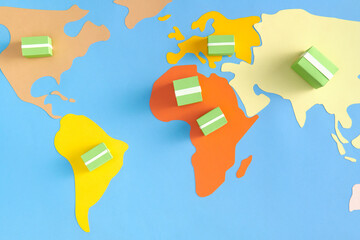 Global logistics, shipping and worldwide delivery business concept