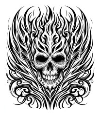 Obraz premium TRIBAL TATOO トライバル タトゥ 刺青 和柄 頭蓋骨ドクロ skull