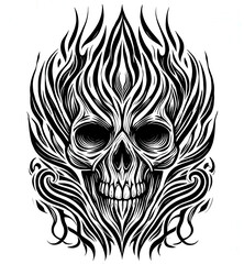 Obraz premium TRIBAL TATOO トライバル タトゥ 刺青 和柄 頭蓋骨ドクロ skull