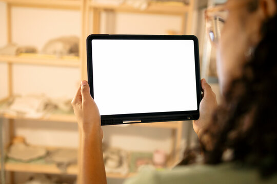 Person Holding Tablet with Blank Screen, Mockup