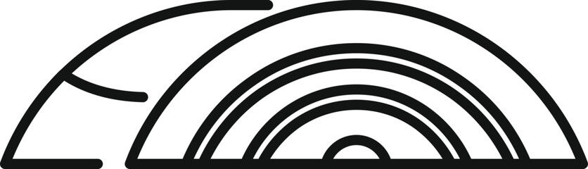 Minimalist line drawing of a rainbow appearing over the city after rain