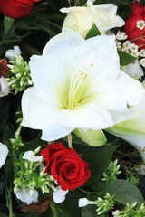 White and red flower arrangement