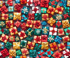 seamless pattern of many christmas gifts