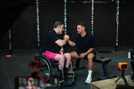 Friends bonding at gym