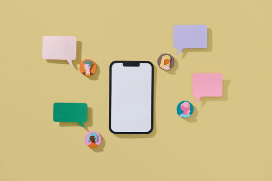 smartphone device with speech bubbles
