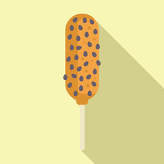 Classic corn dog dipped in a chocolate coating and topped with chocolate chips, perfect for a sweet treat