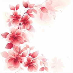 Elegant Floral Illustration with Gradient Red Flowers and Leaves - Perfect for Wedding Invitations and Greeting Cards