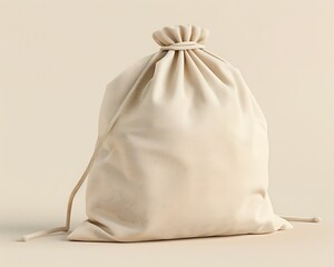 Obraz premium White Canvas Bag with Drawstring