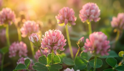 Obraz premium Close up of soft focus of beautiful spring flowers in meadow.