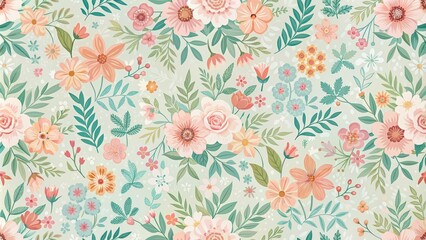 Floral seamless pattern with pastel colors on background, floral, seamless, pattern, colorful, pastel,background, design