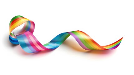 rainbow ribbon on white background